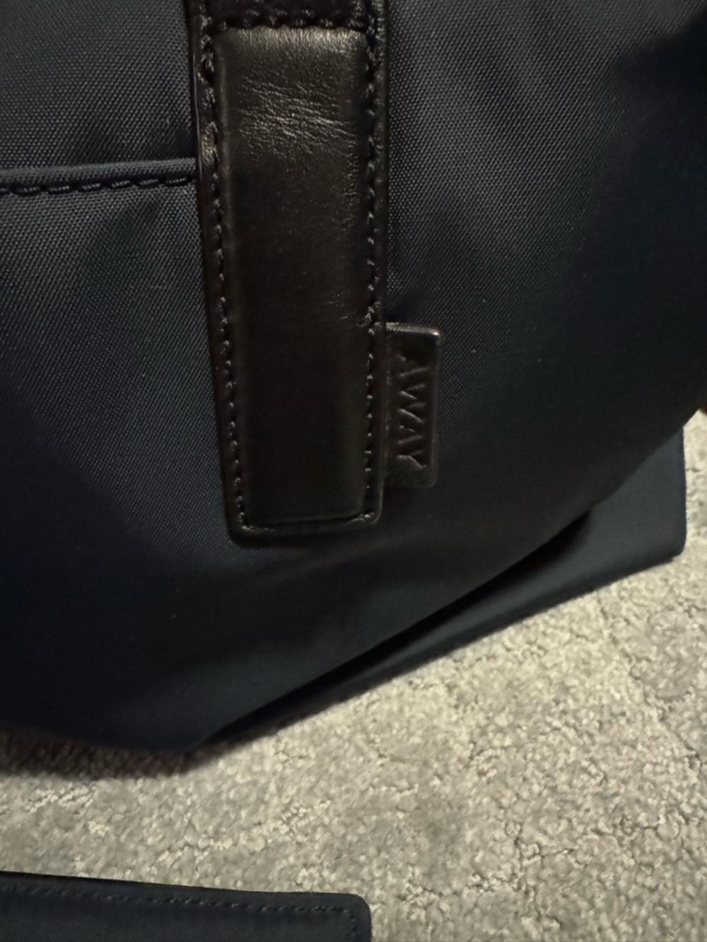 Navy AWAY Travel Duffel Bag with Black Leather Handles 20 L - Picture 2 of 16